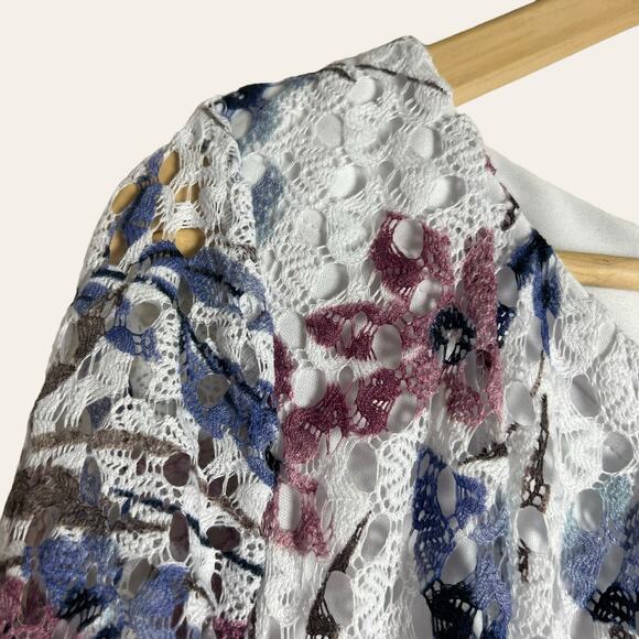 Rabbit Rabbit Rabbit Design 3/4 Bell Sleeve Floral Lace Fit Flare Dress 14 - Picture 4 of 9